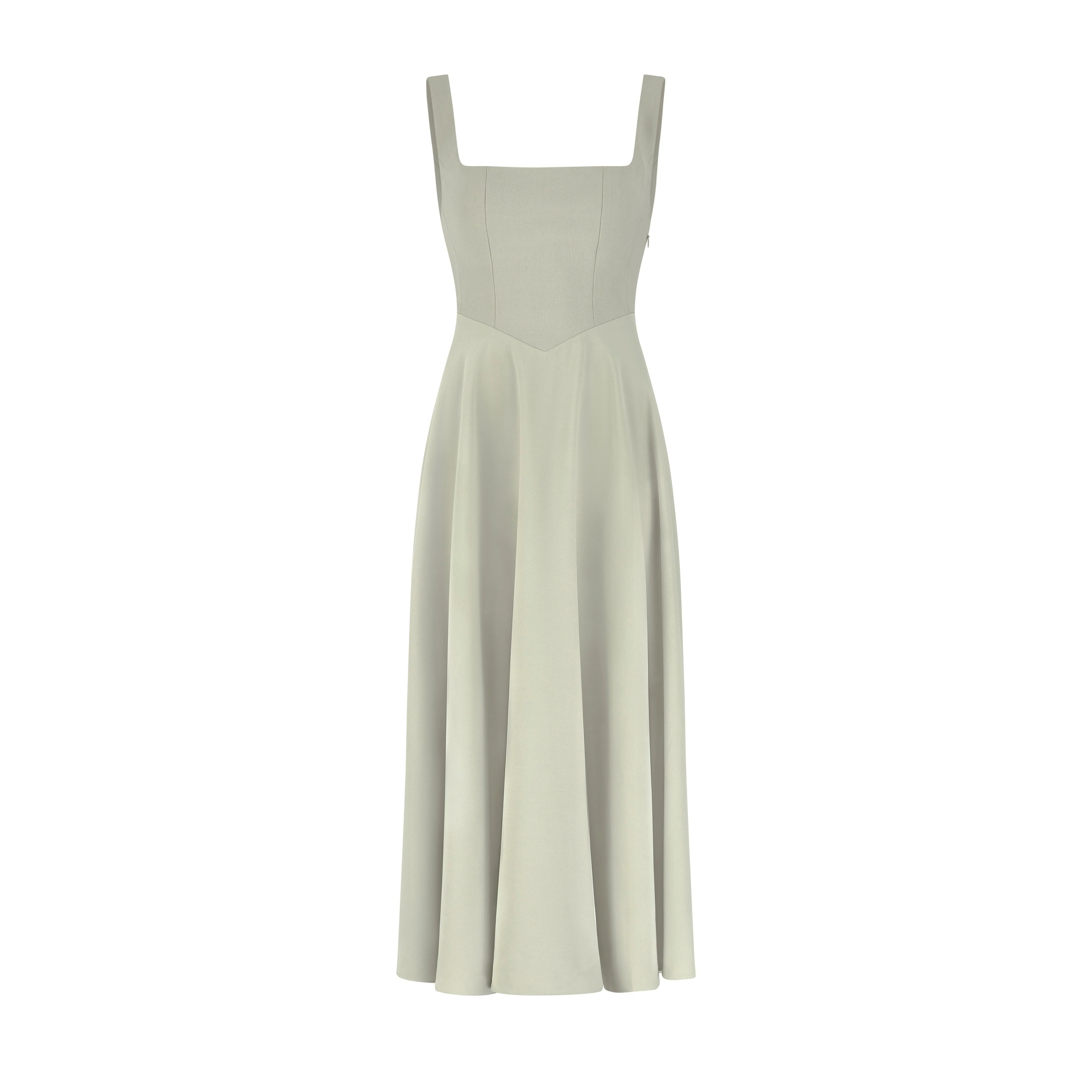knee length dresses for ladies The Ultimate Muse High Waist Square Neck Midi Dress White  Midi Dresses