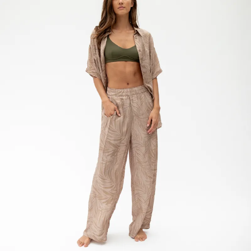 Day Trip Pant - Petite Palm Fronds Tan sold by Left on Friday