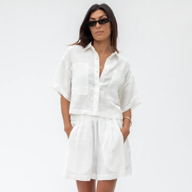 Getaway Cropped Shirt - Coconut made by Left on Friday