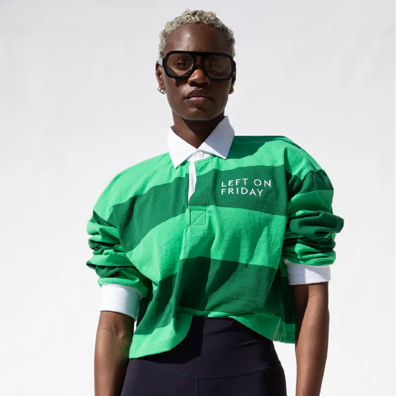 League Shirt Cropped - Green Stripes sold by Left on Friday