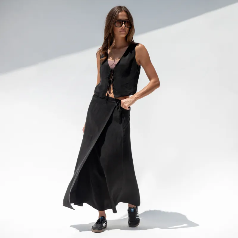 Journey Wrap Skirt - Jet made by Left on Friday