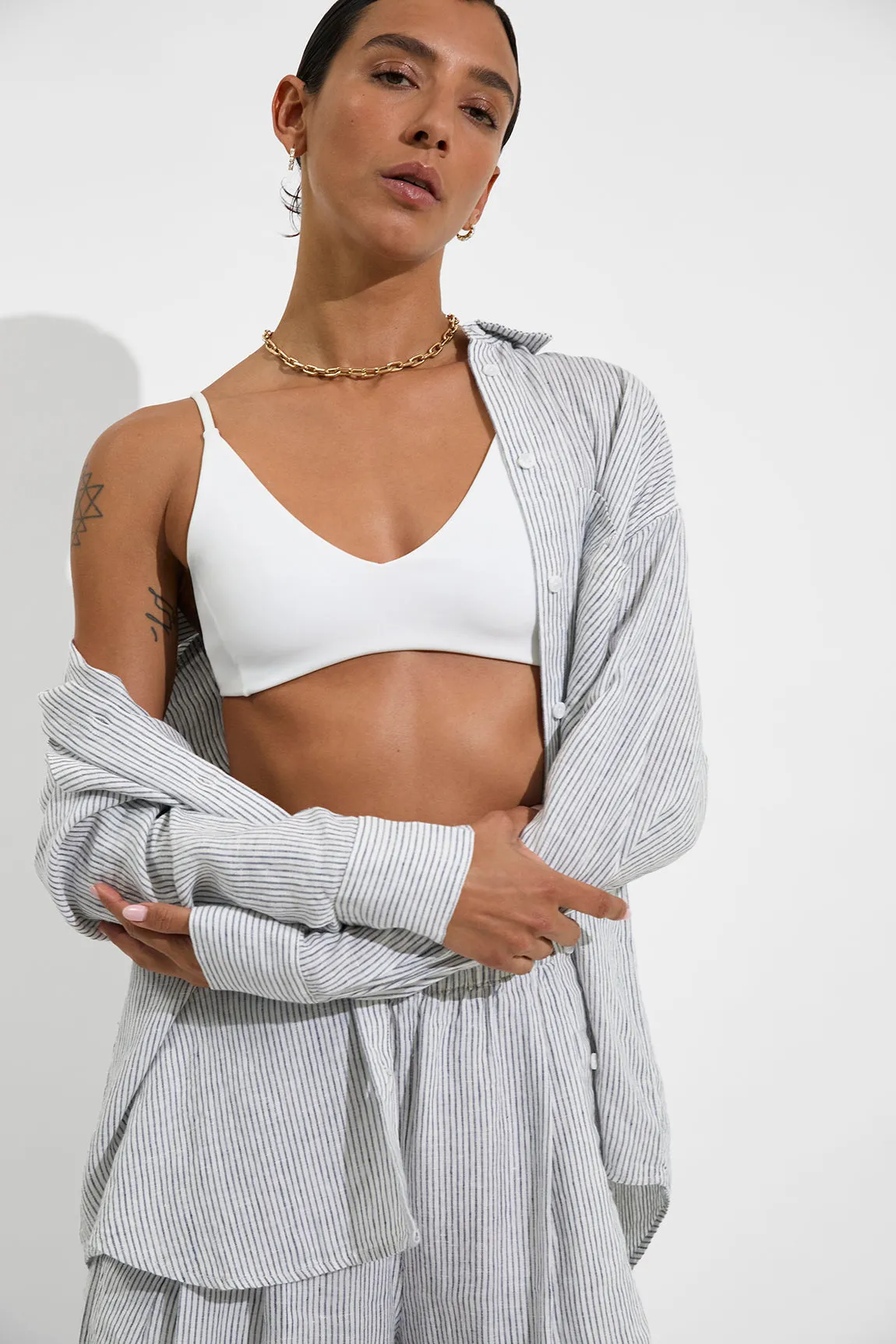 Getaway Button Down - Coastal Stripe: Varsity / Coconut sold by Left on Friday product image thumbnail 5