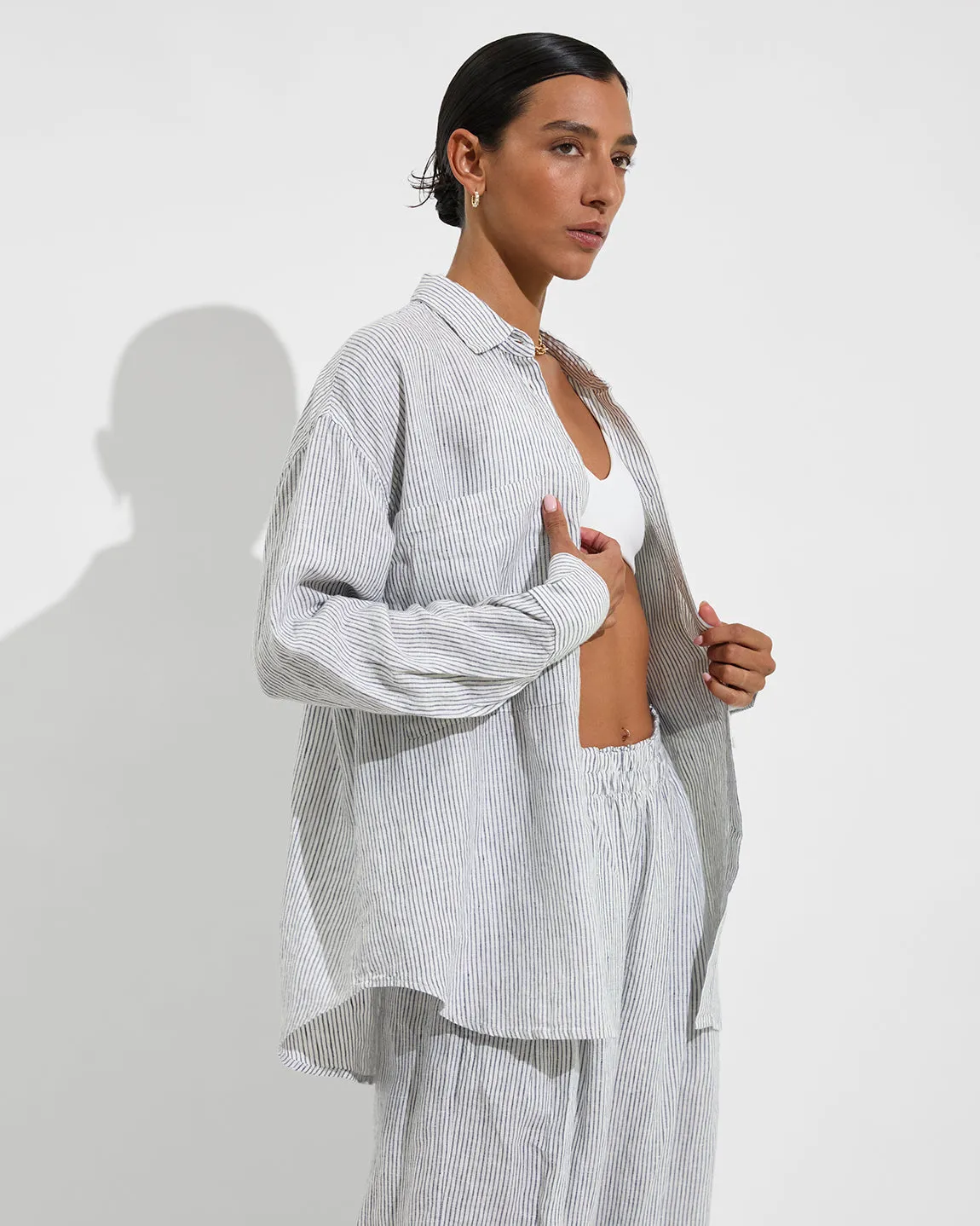 Getaway Button Down - Coastal Stripe: Varsity / Coconut sold by Left on Friday product image thumbnail 3