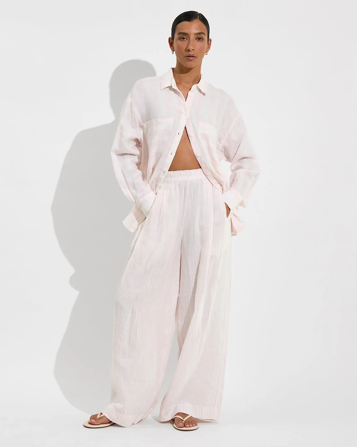 Getaway Button Down - Poolside Stripe: Delight / Coconut sold by Left on Friday product image thumbnail 5