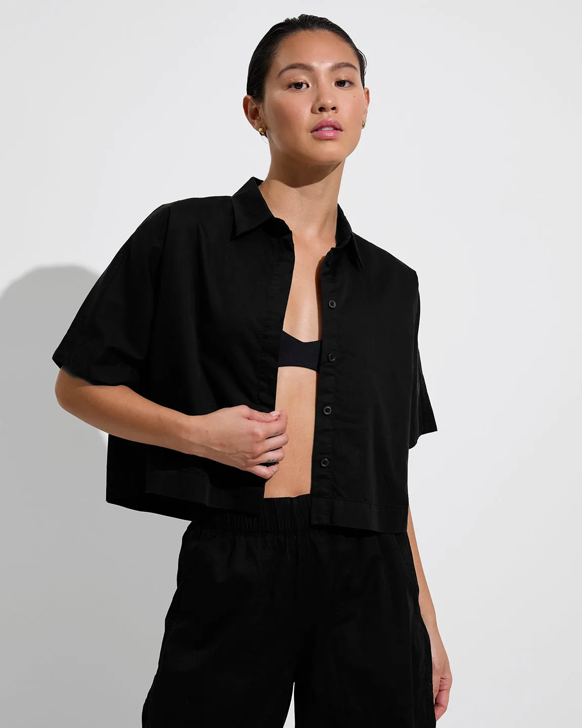 Tour Cropped Shirt - Jet sold by Left on Friday