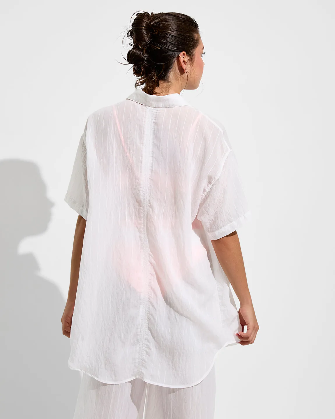 Day Trip Button Down *Sheer Stripe - Coconut sold by Left on Friday product image thumbnail 5