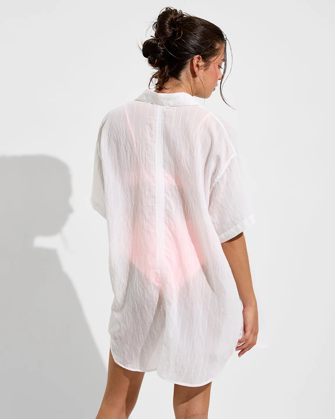 Day Trip Button Down *Sheer Stripe - Coconut sold by Left on Friday product image thumbnail 2