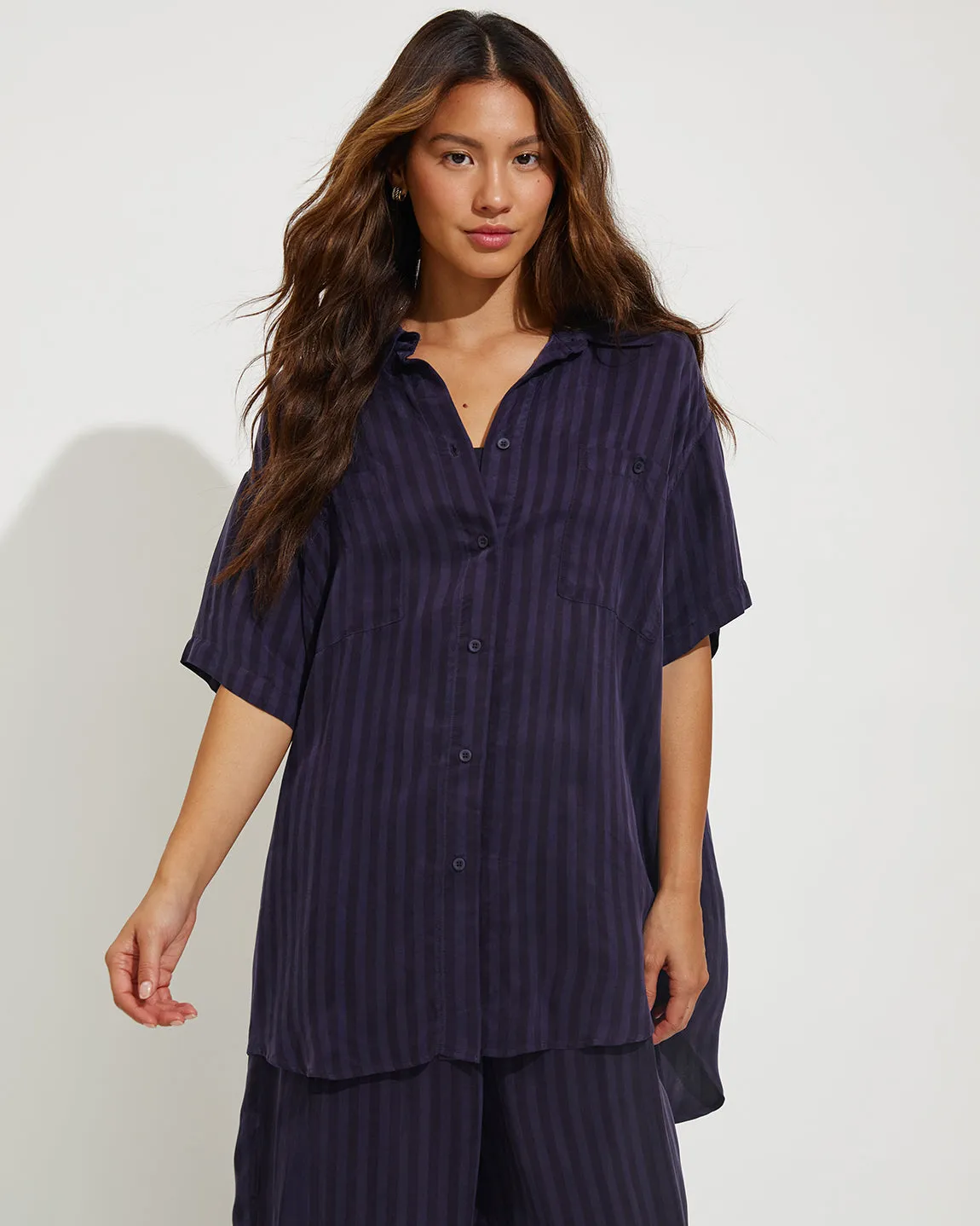 Day Trip Button Down - Sprint Stripe: Dark Sprint / Sprint sold by Left on Friday