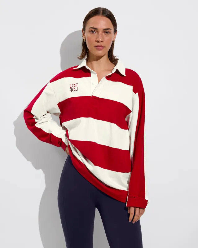 League Shirt *LOF - Dark Red / Natural sold by Left on Friday