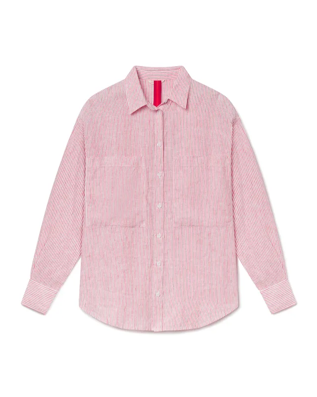 Getaway Button Down - Coastal Stripe: Sweet Chili Heat / Coconut sold by Left on Friday