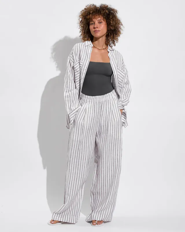 Coastal Pant - Classic Stripe: Stormy / Coconut sold by Left on Friday