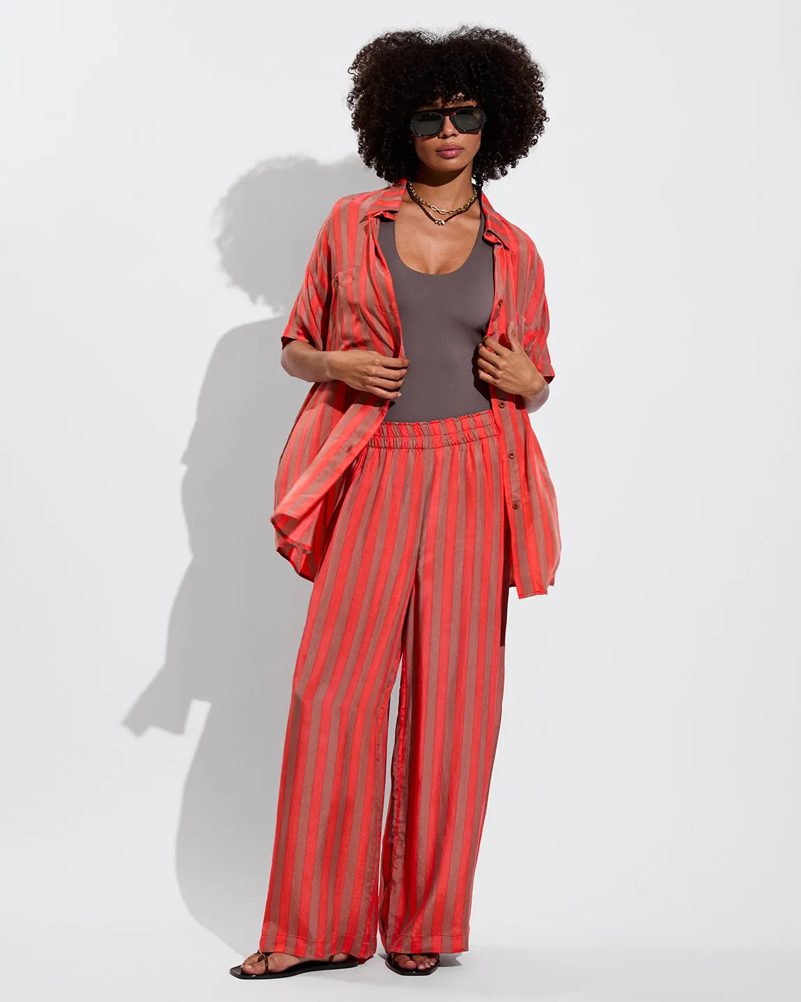 Day Trip Pant - Sports Stripe: Mirage / Aperol sold by Left on Friday