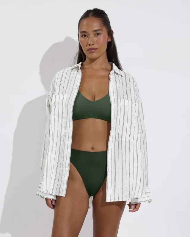 Getaway Button Down - Sandbar Stripe: Coconut / Tropics made by Left on Friday