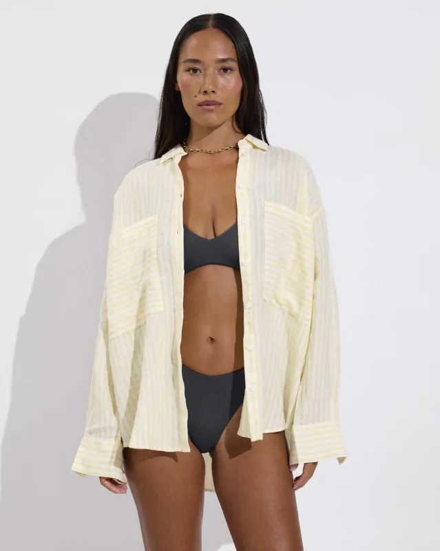 Getaway Button Down - Bungalow Stripe: Melt / Coconut made by Left on Friday