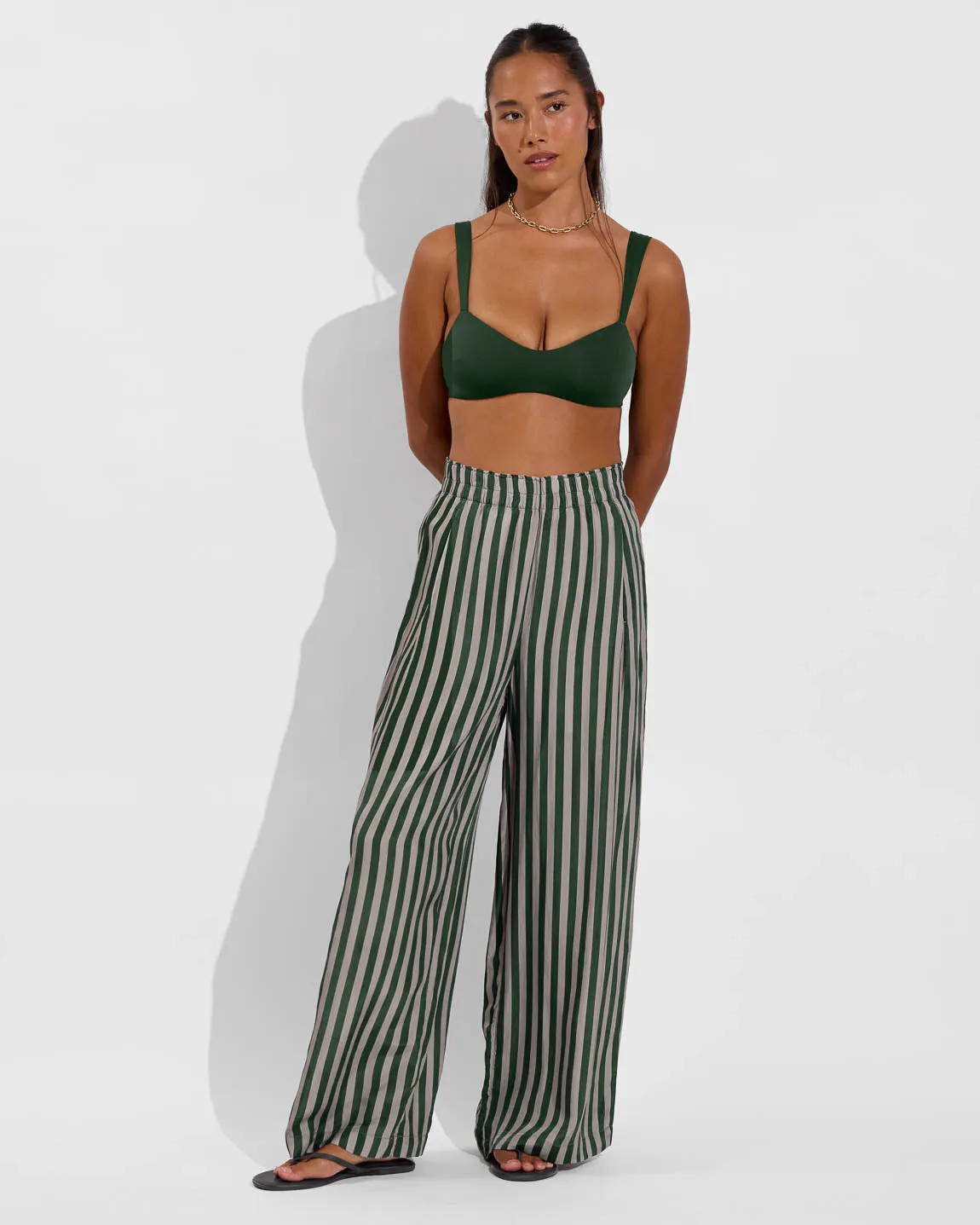 Day Trip Pant - Riviera Stripe: Palm / Beach sold by Left on Friday