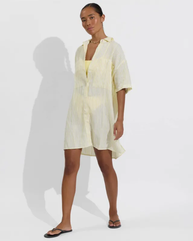 Getaway Mini Dress - Bungalow Stripe: Melt / Coconut made by Left on Friday