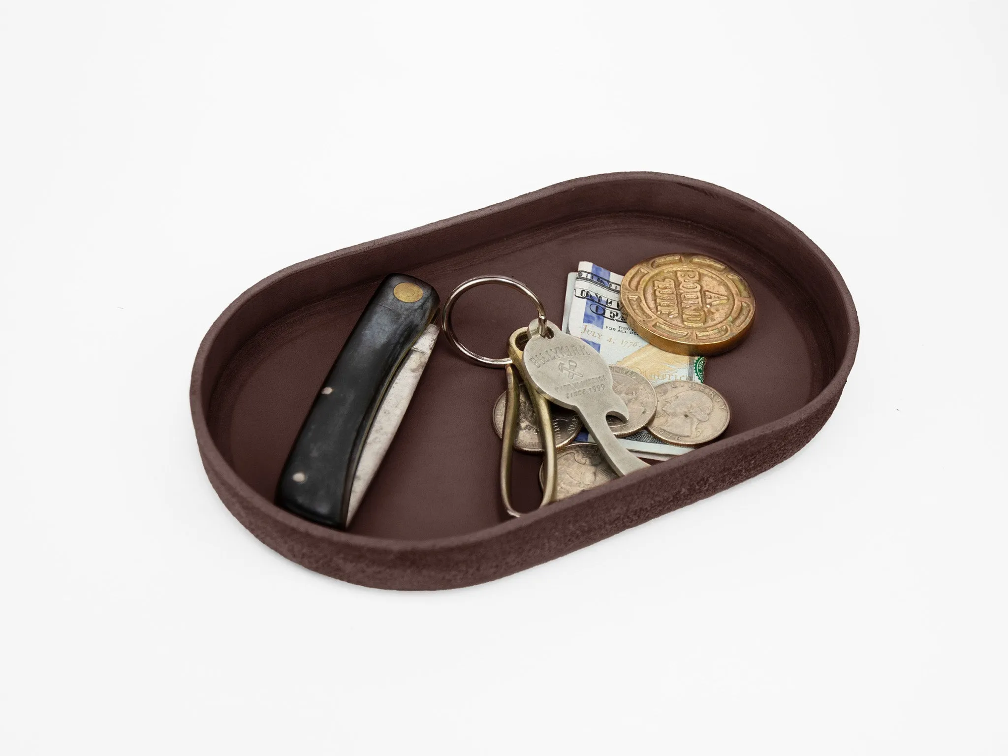 No. 311 Small Oval Leather Valet Tray, Brown sold by Billykirk