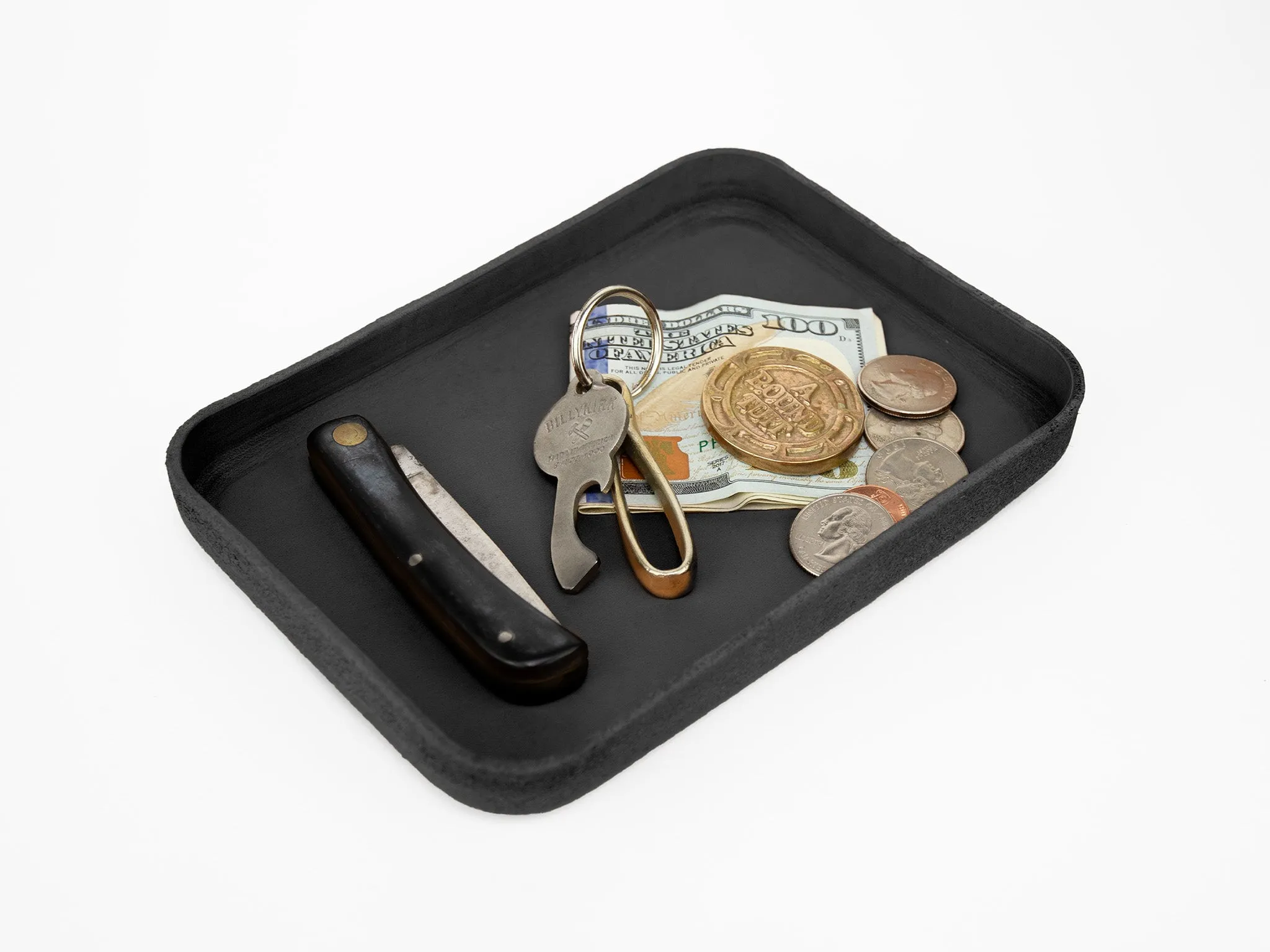 No. 309 Small Leather Valet Tray, Black sold by Billykirk