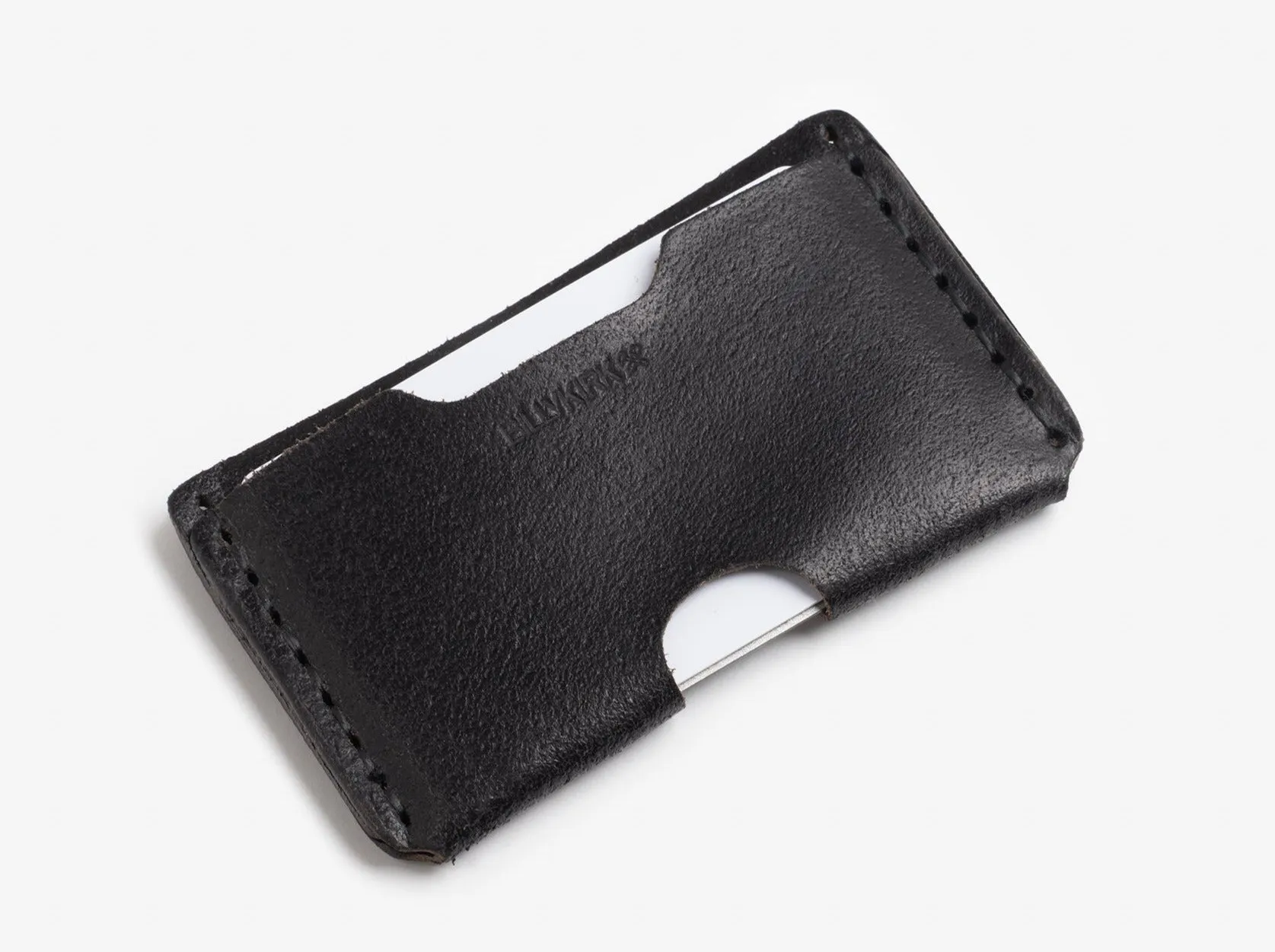 No. 397 Slim Card Case, Ebony Waxed Flesh sold by Billykirk