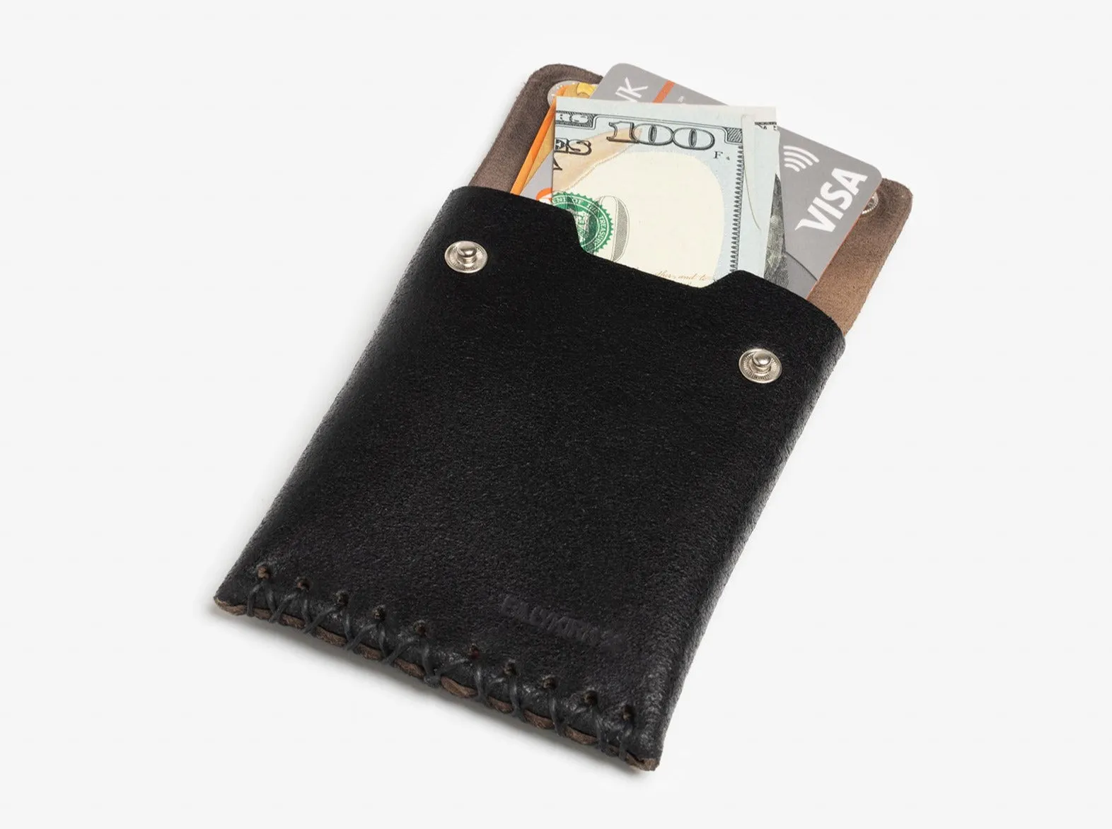 No. 092 Card Case with Snaps, Ebony Waxed Flesh sold by Billykirk product image thumbnail 2