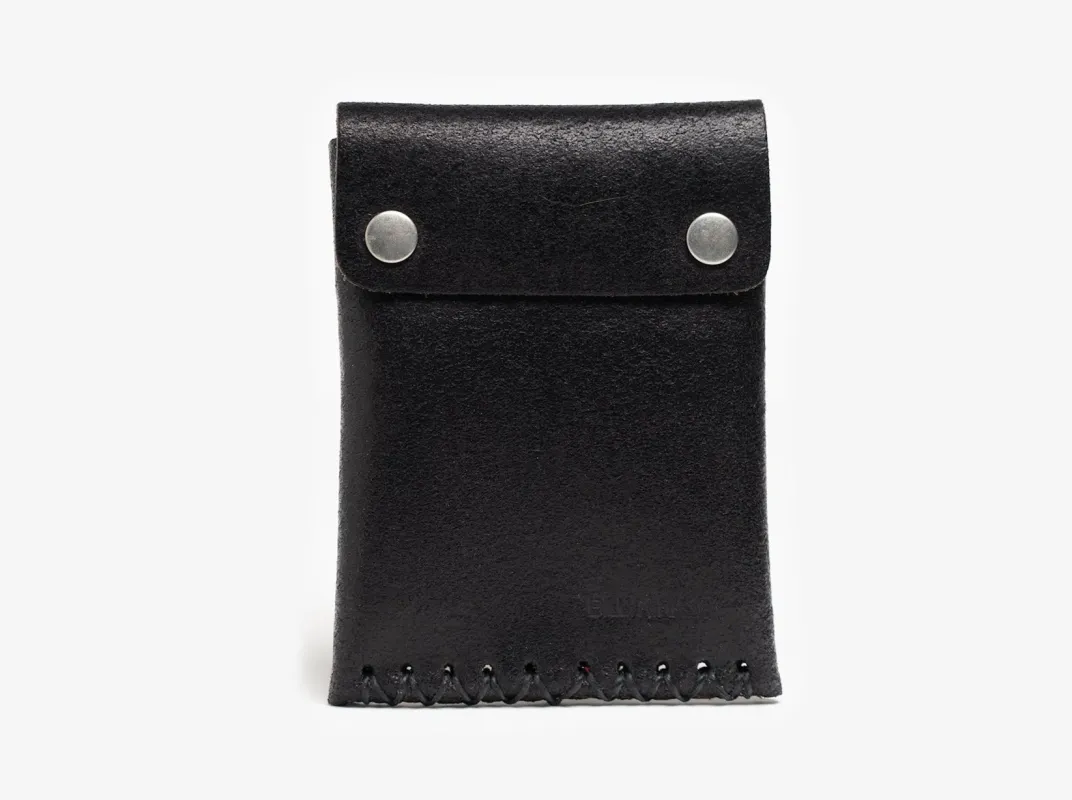 No. 092 Card Case with Snaps, Ebony Waxed Flesh sold by Billykirk