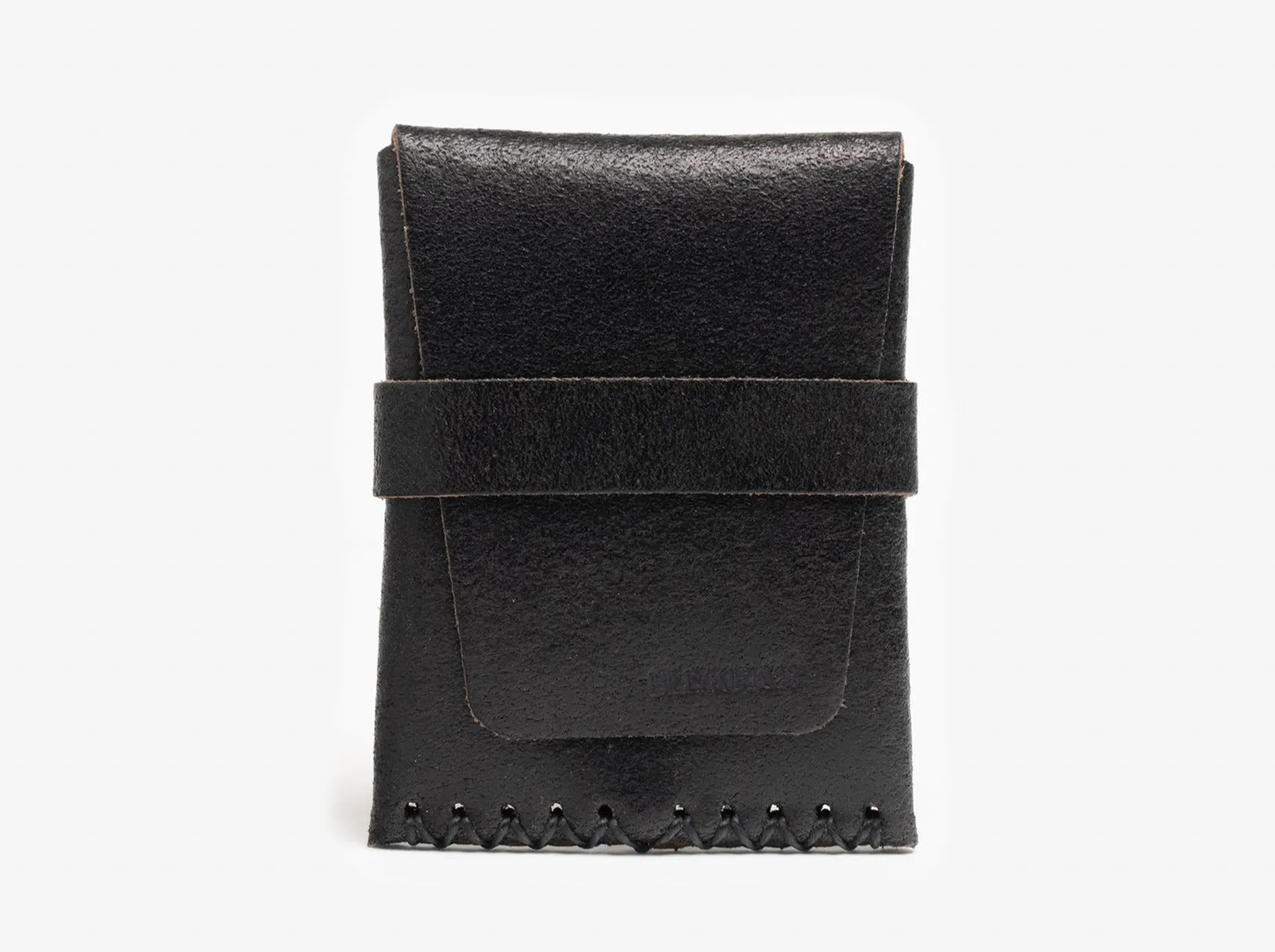 No. 155 Card Case with Flap, Ebony Waxed Flesh sold by Billykirk