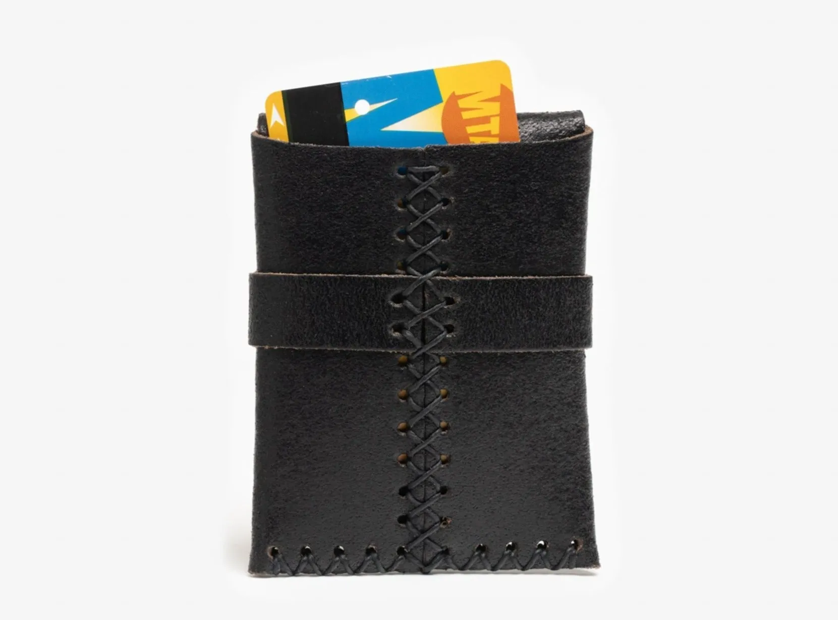 No. 155 Card Case with Flap, Ebony Waxed Flesh sold by Billykirk product image thumbnail 2