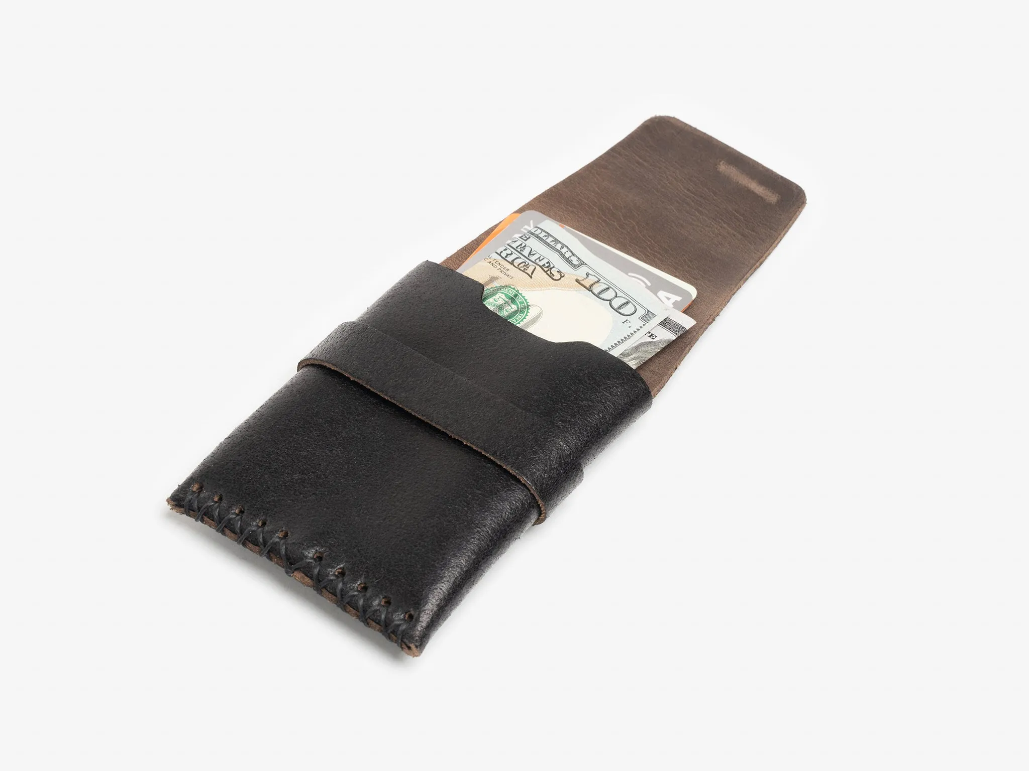 No. 155 Card Case with Flap, Ebony Waxed Flesh sold by Billykirk product image thumbnail 3