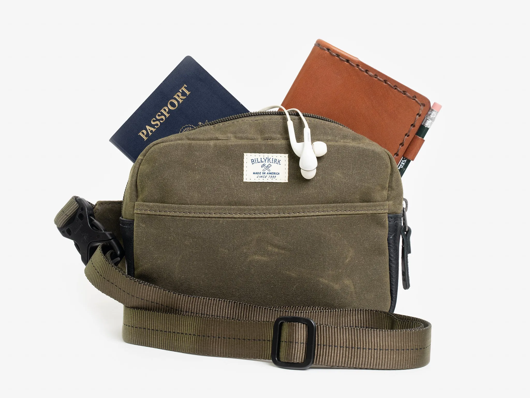 No. 605 Standard Issue Crossbody & Belt Pouch, Olive sold by Billykirk product image thumbnail 2