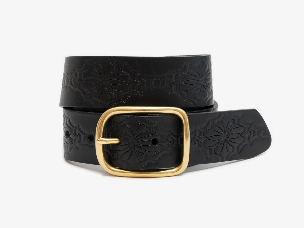 No. 288 Western Debossed Center Bar Belt, Black sold by Billykirk