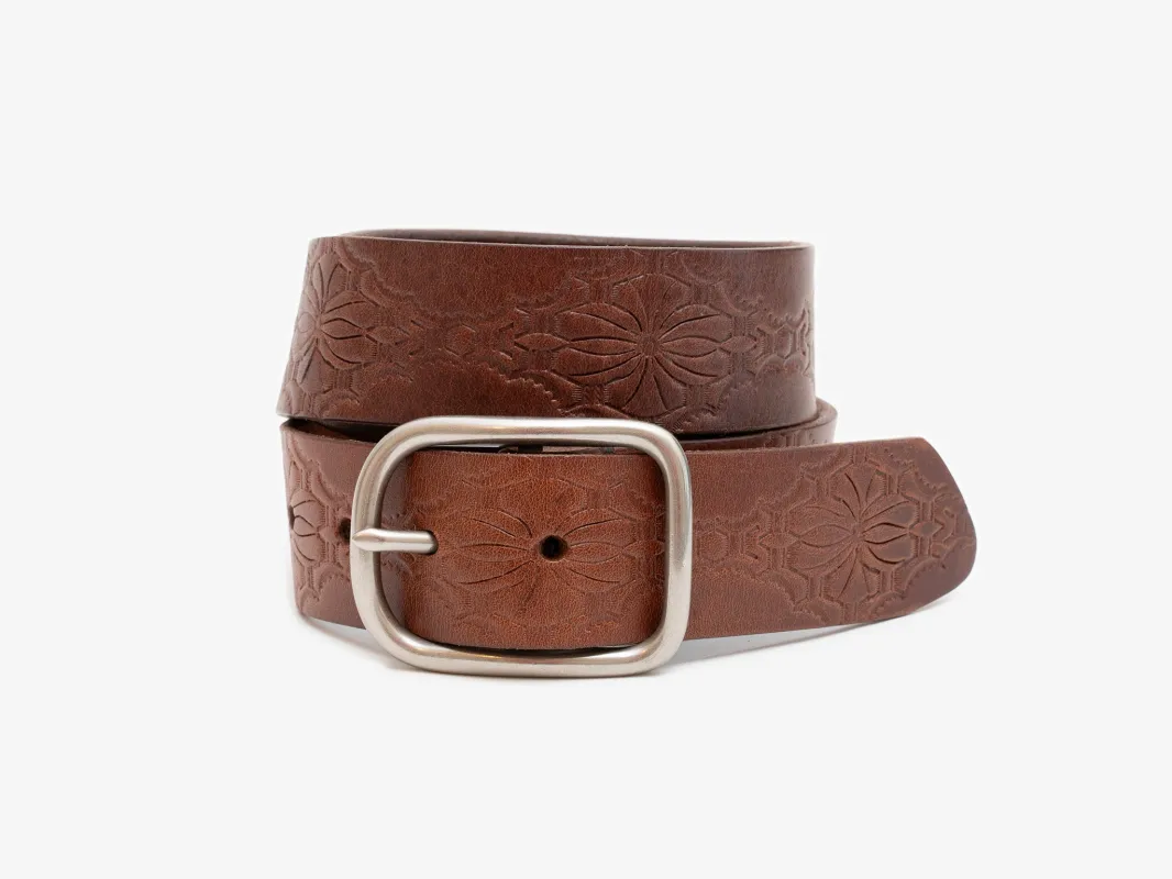 No. 288 Western Debossed Center Bar Belt, Hickory sold by Billykirk