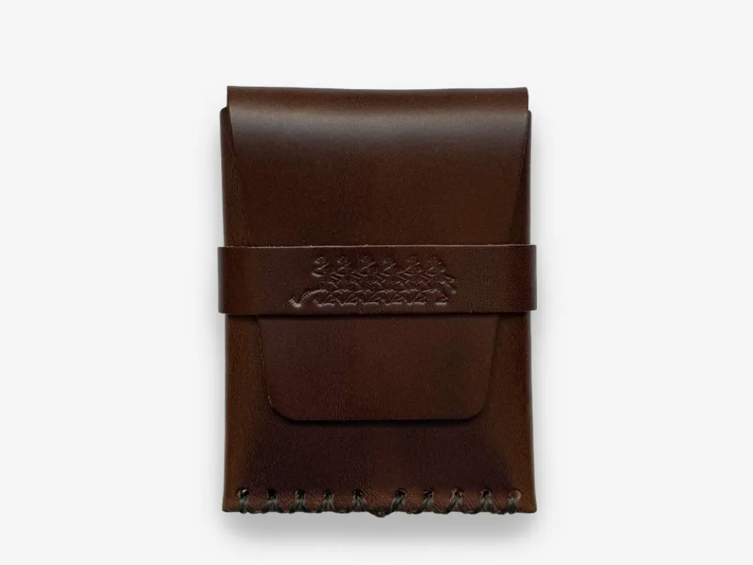 No. 155-GD Card Case with Flap Skel, Dark Brown made by Billykirk
