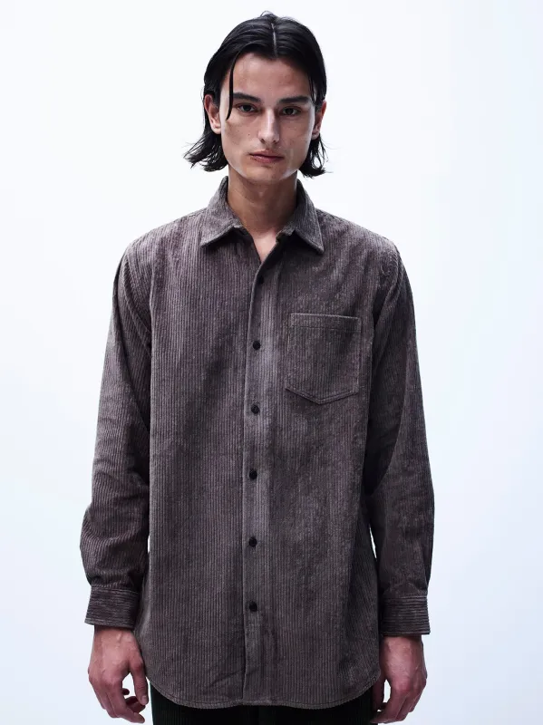 Oversized Artist's Shirt in Smoke Corduroy sold by Blluemade