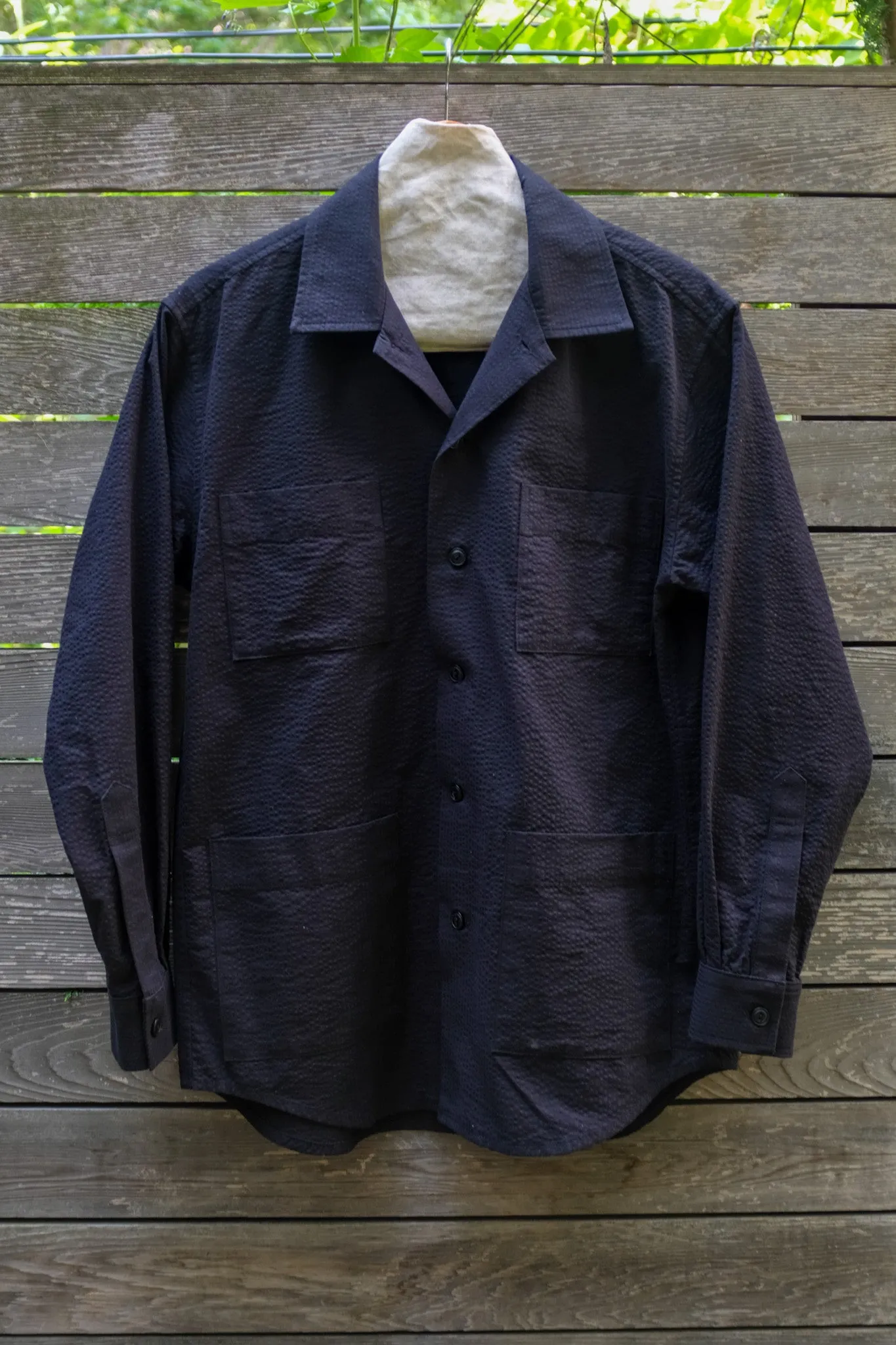 Longsleeve Noguchi Shirt in Black Cotton Seersucker sold by Blluemade product image thumbnail 5