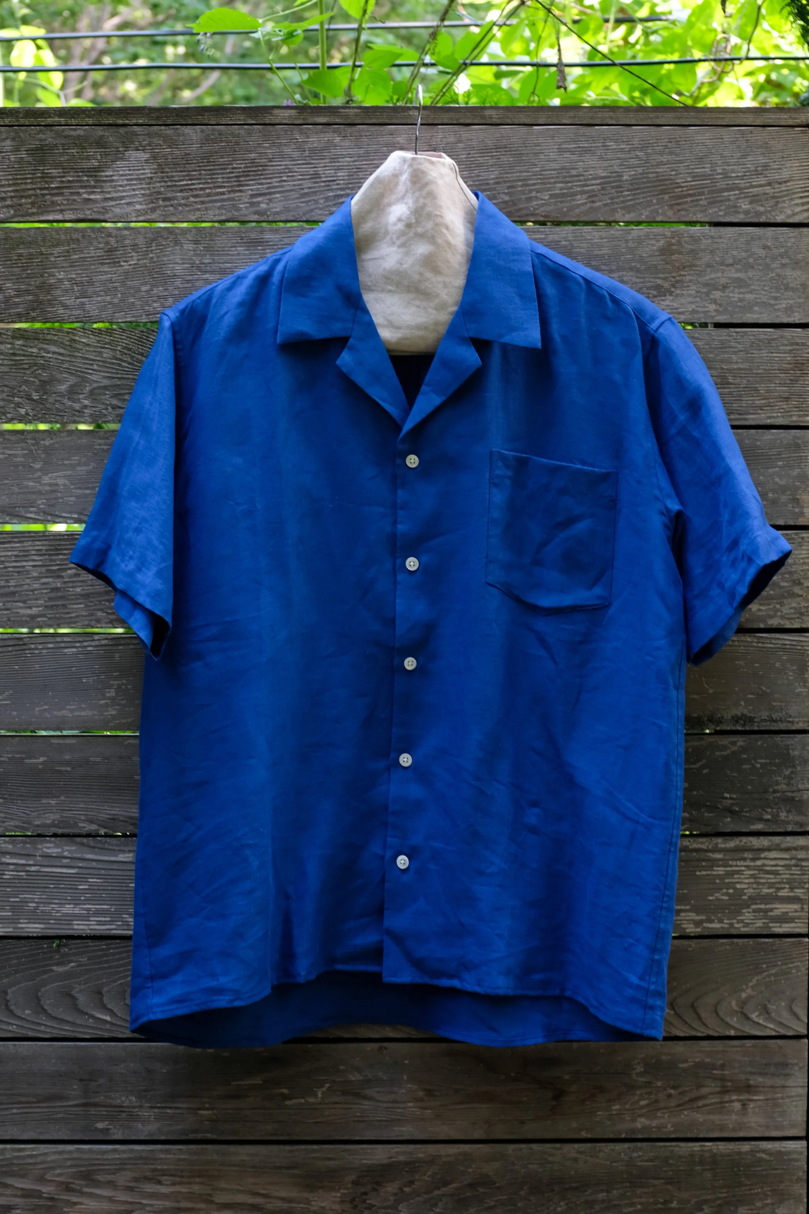Camp Collar Shirt in Azure Blue Linen sold by Blluemade product image thumbnail 2