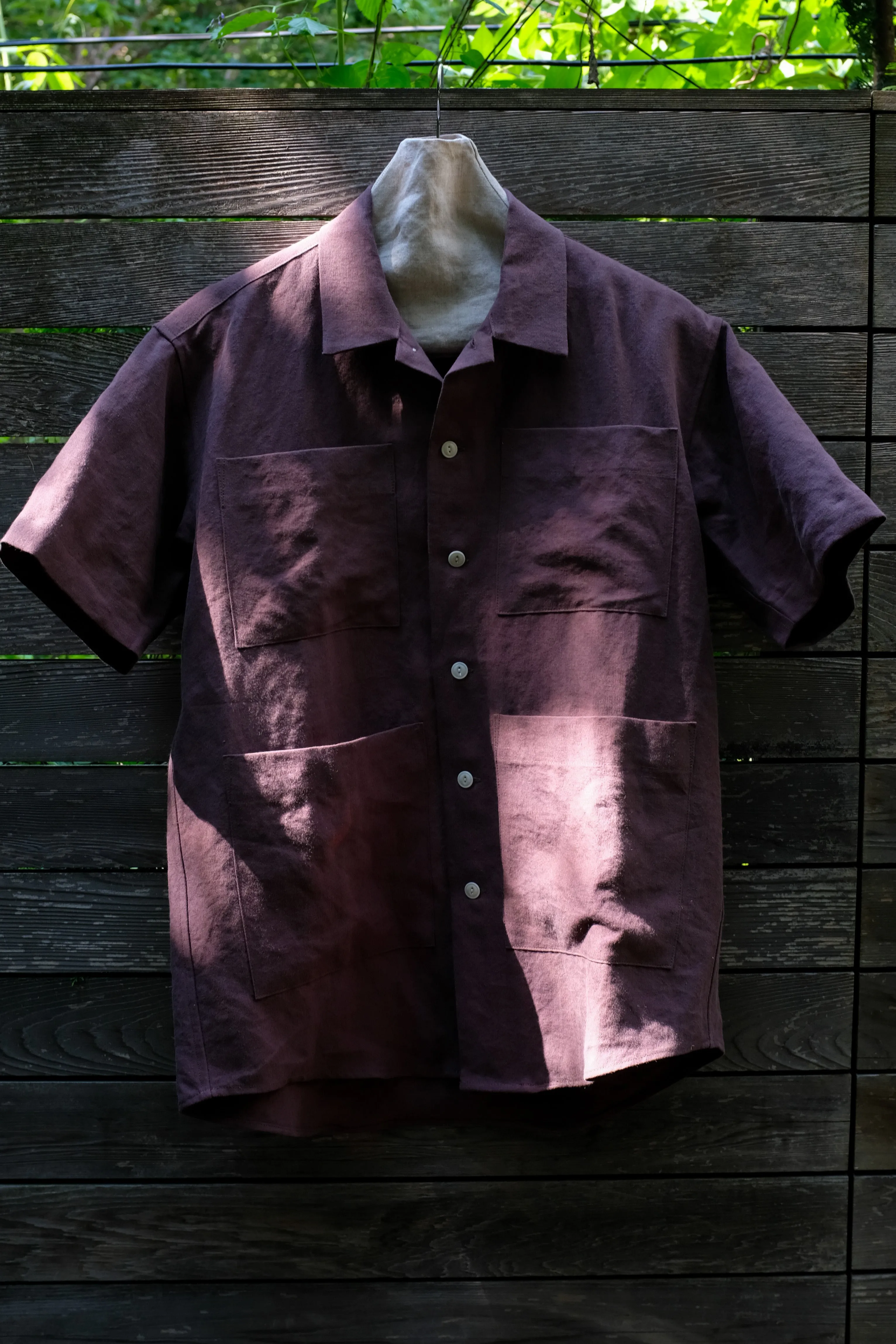 Noguchi Shirt in Aubergine Linen sold by Blluemade product image thumbnail 5