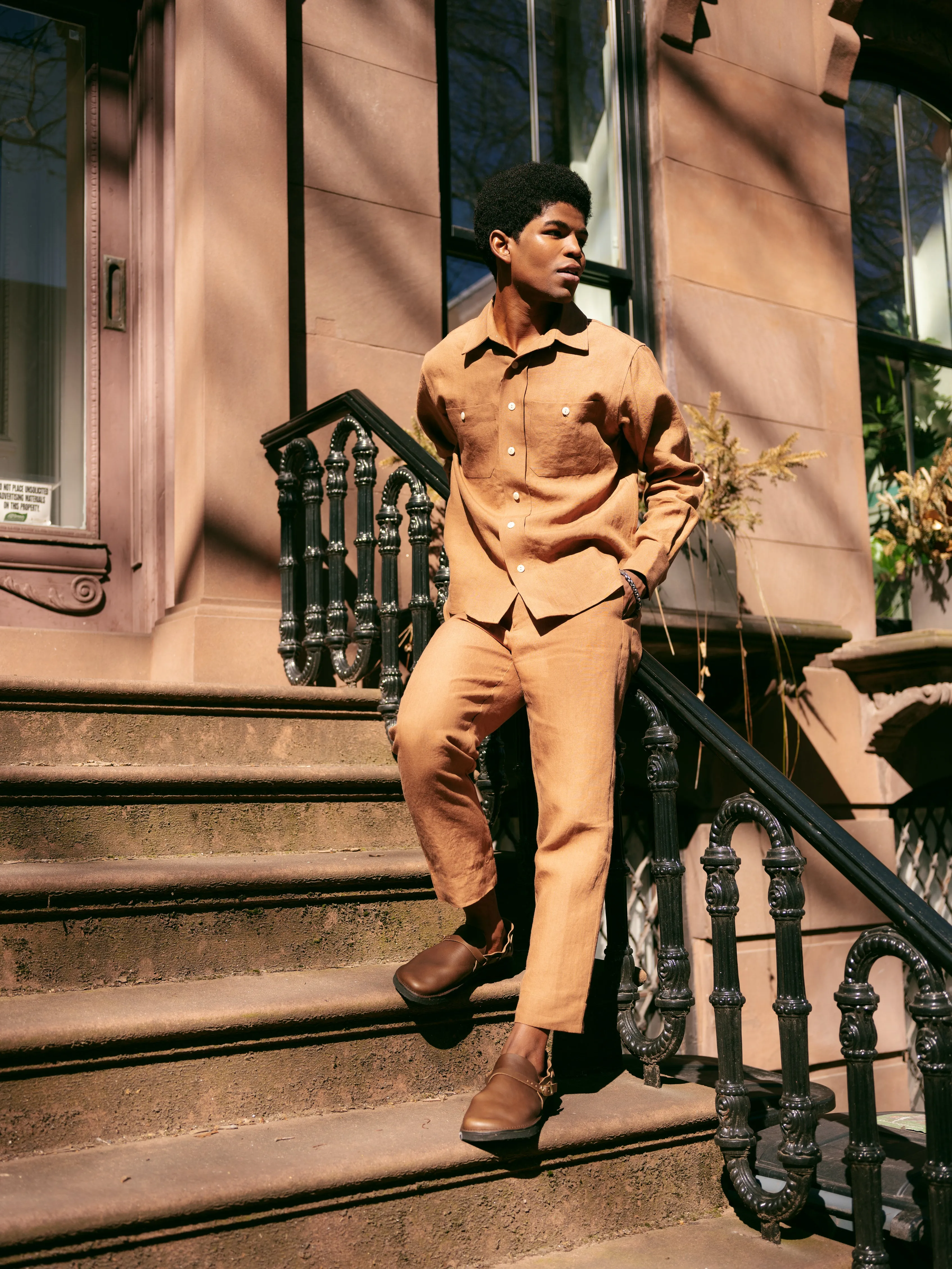 Baseball Pant in Cognac Linen sold by Blluemade product image thumbnail 4