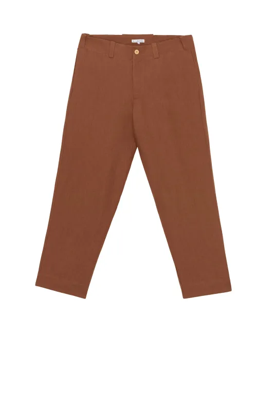 Baseball Pant in Cognac Linen made by Blluemade