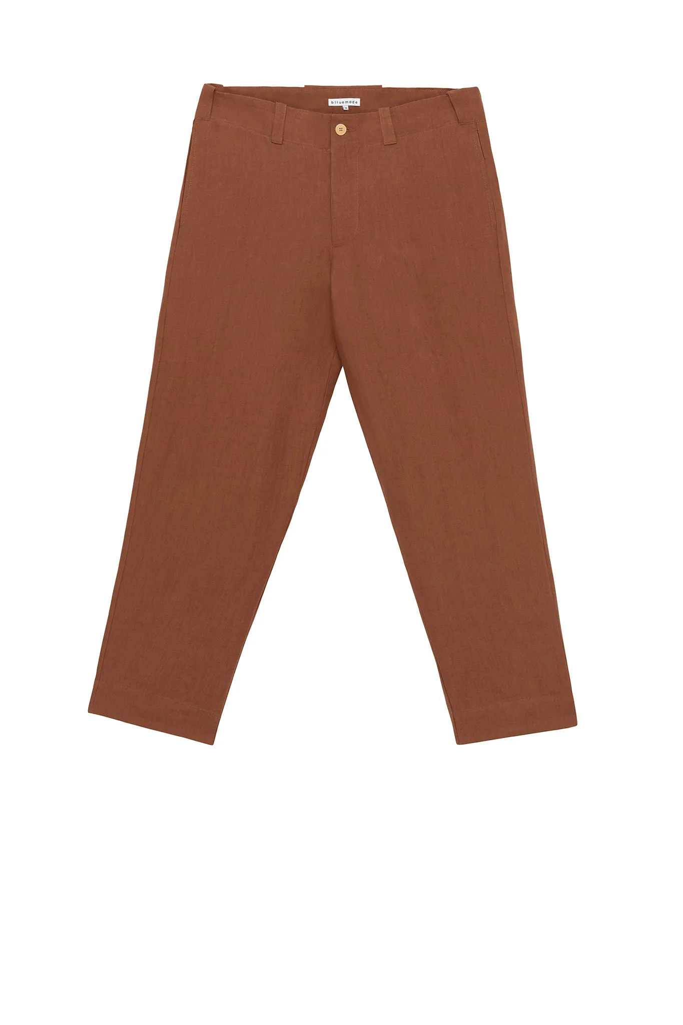 Baseball Pant in Cognac Linen sold by Blluemade