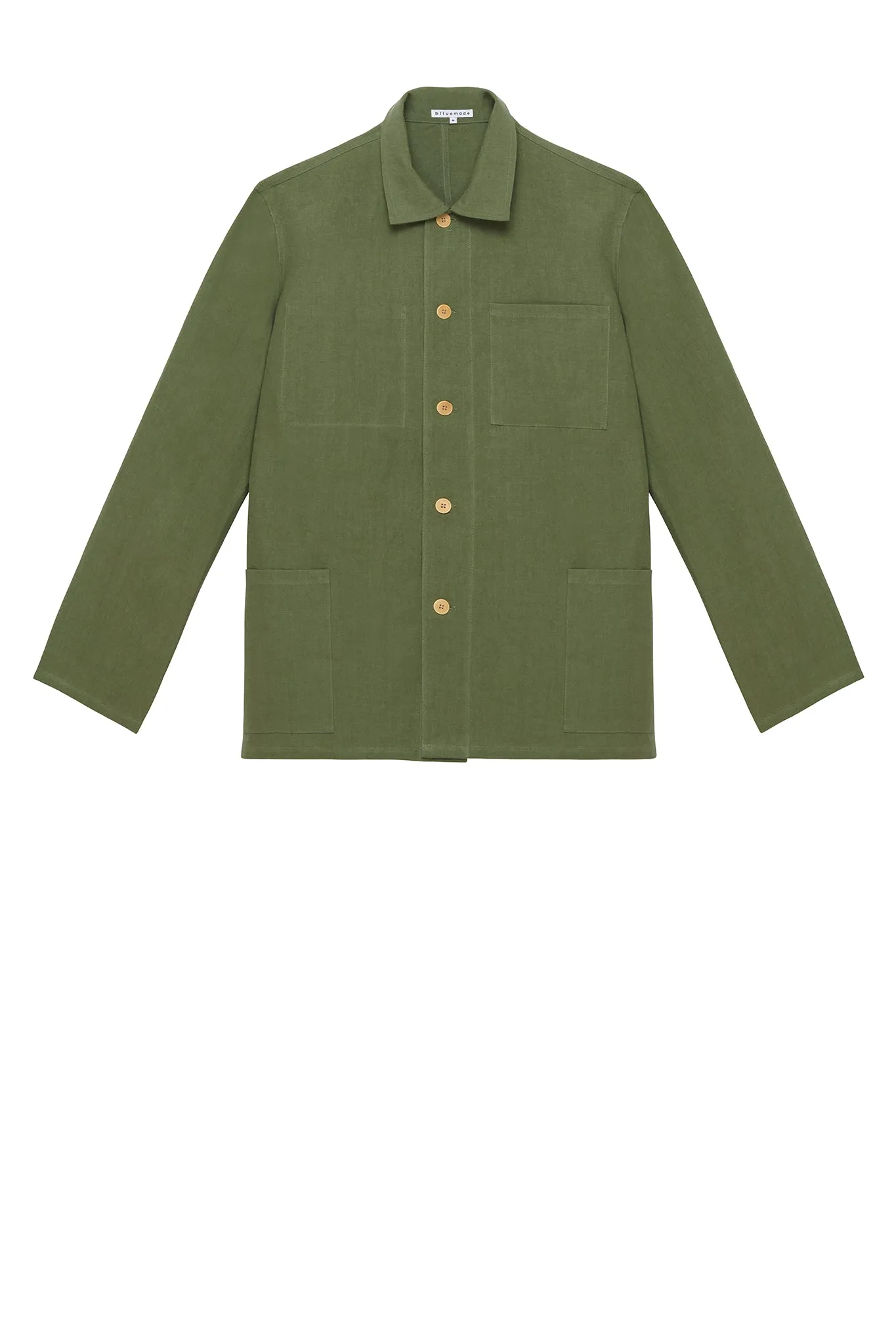 Chore Coat in Olive Green Linen sold by Blluemade