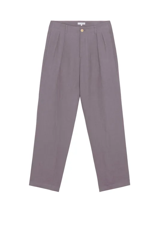 Double Pleat Pant in Koala Linen made by Blluemade