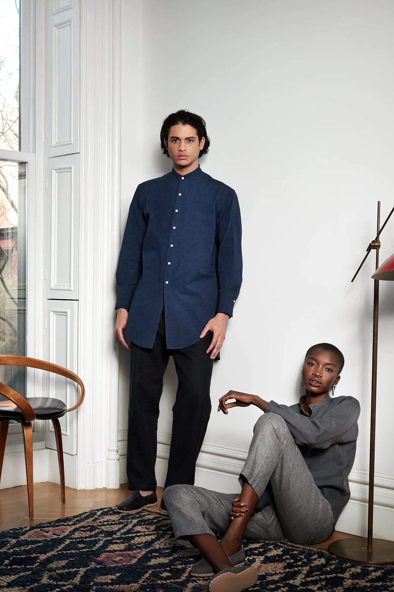Drop-Sleeve Monk Shirt in Silver Grey Silk-Linen sold by Blluemade product image thumbnail 3
