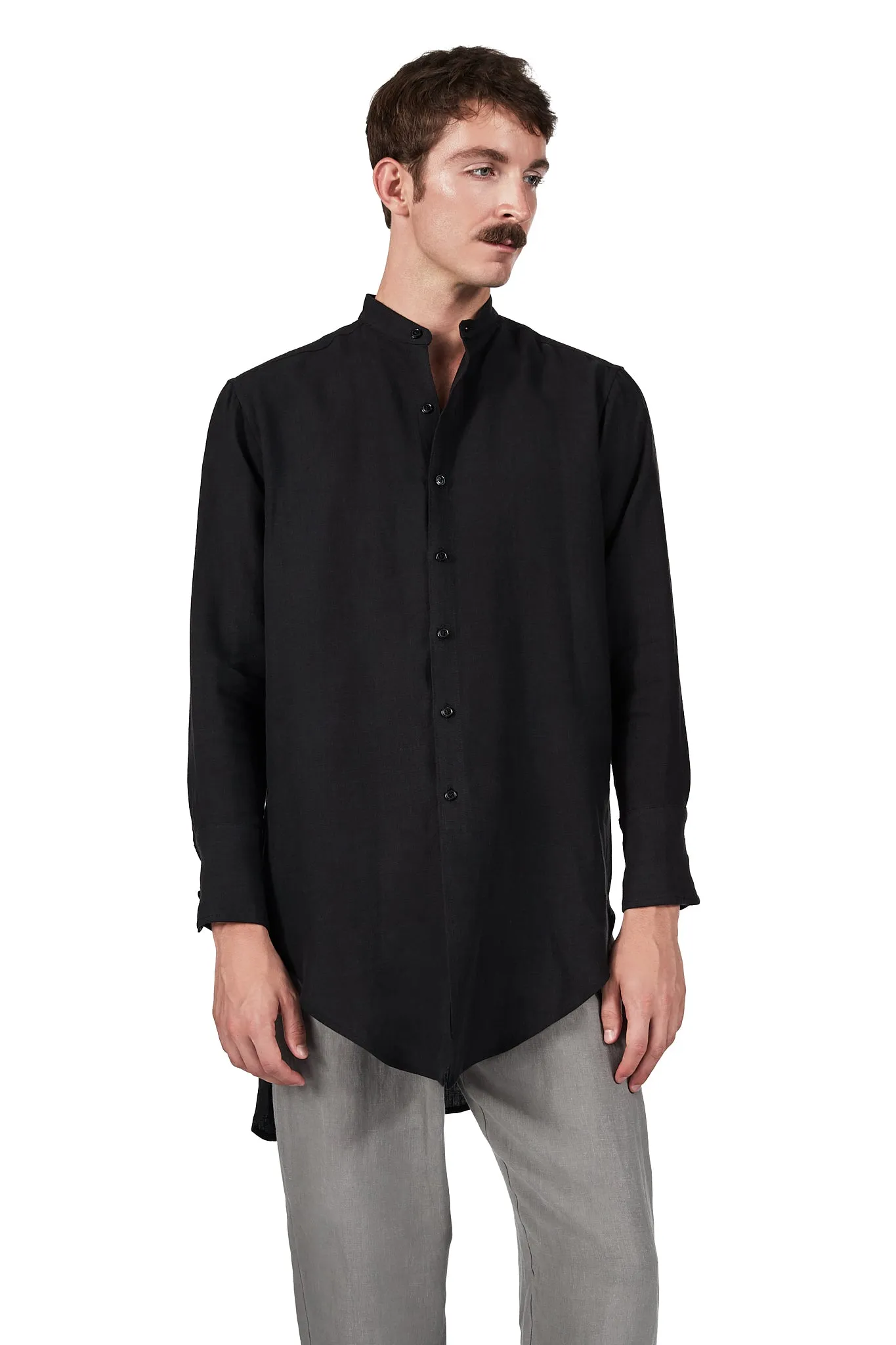 Tuxedo Shirt in Black Linen sold by Blluemade product image thumbnail 3