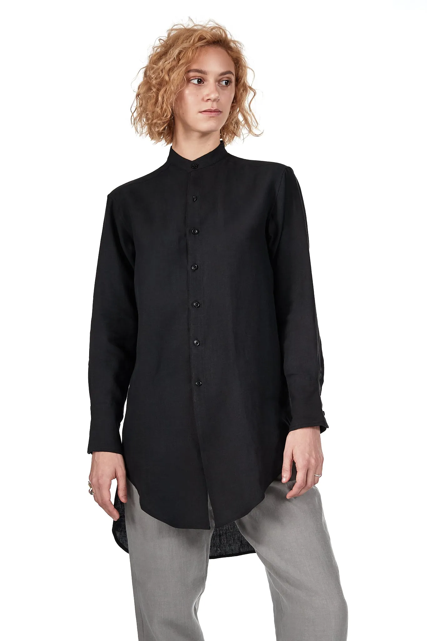 Tuxedo Shirt in Black Linen sold by Blluemade product image thumbnail 2
