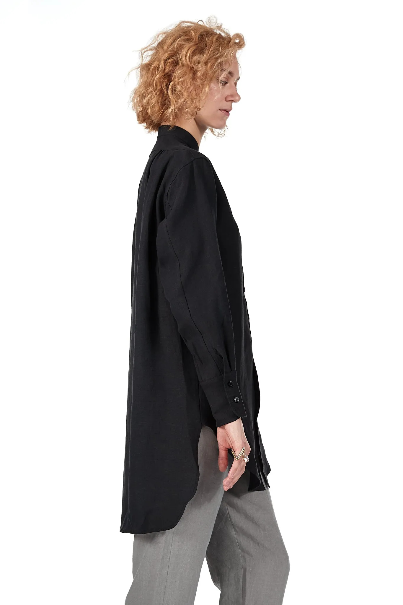 Tuxedo Shirt in Black Linen sold by Blluemade product image thumbnail 4