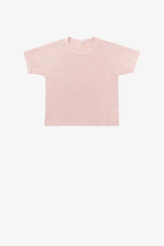 Linen raglan tee in Audrey Louise Reynolds pink made by Blluemade