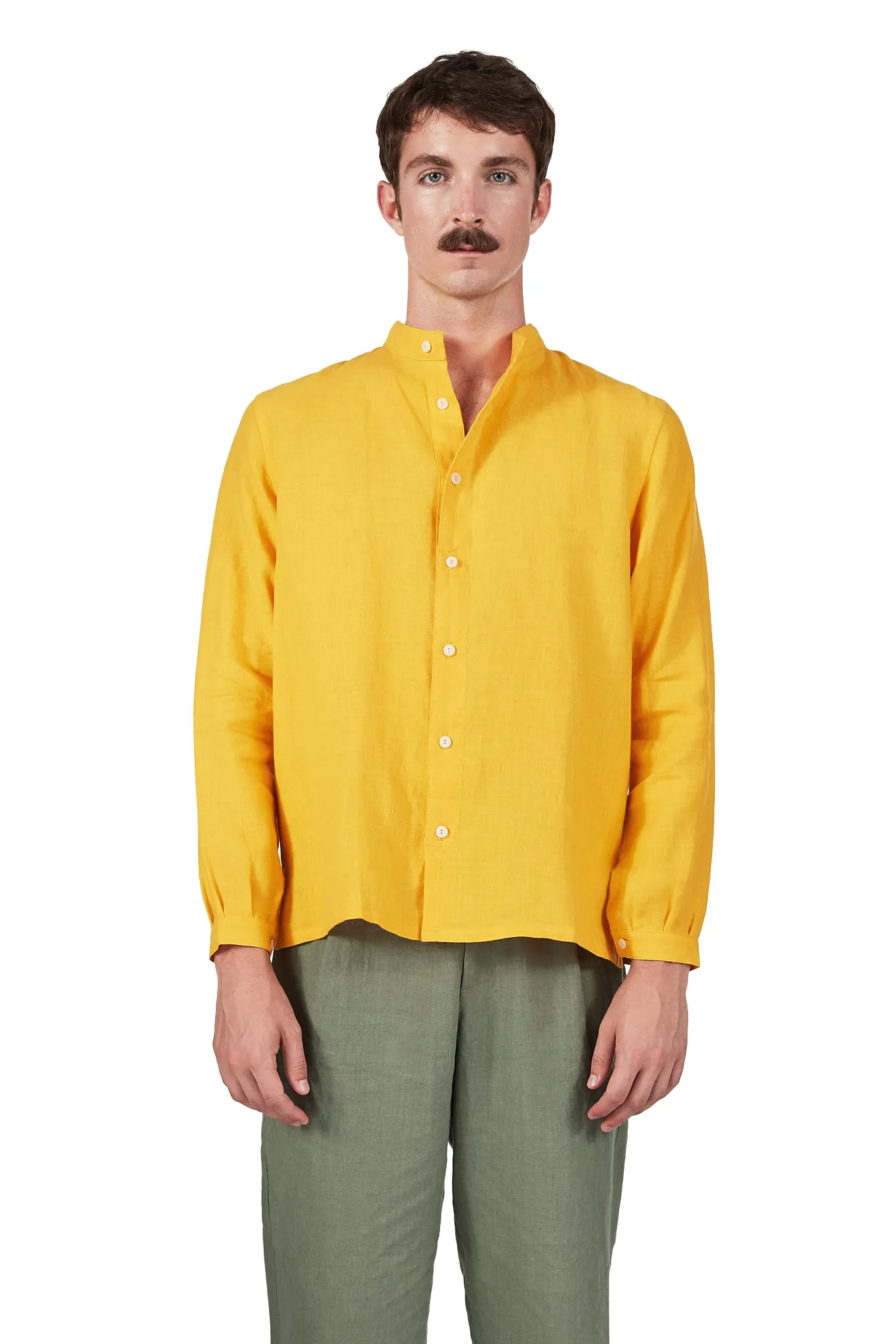Classic Monk Shirt in Yolk Linen sold by Blluemade product image thumbnail 2