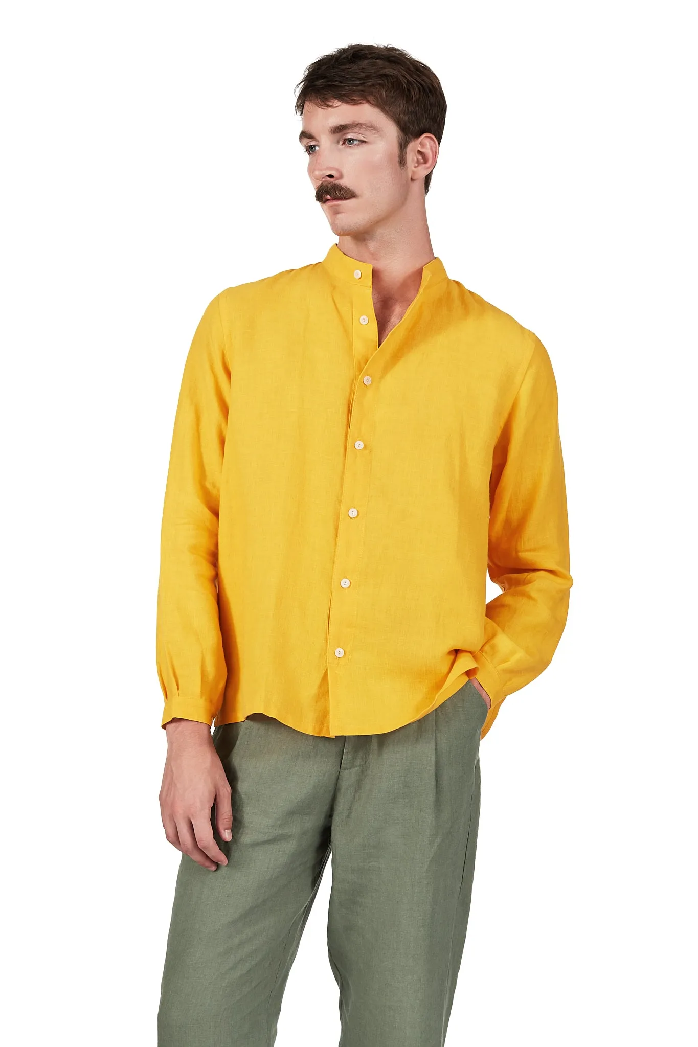 Classic Monk Shirt in Yolk Linen sold by Blluemade product image thumbnail 4