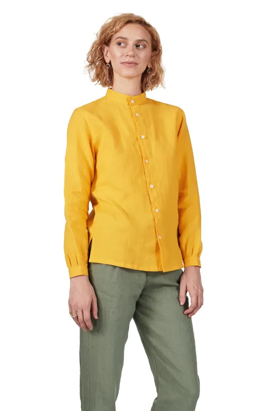 Classic Monk Shirt in Yolk Linen made by Blluemade