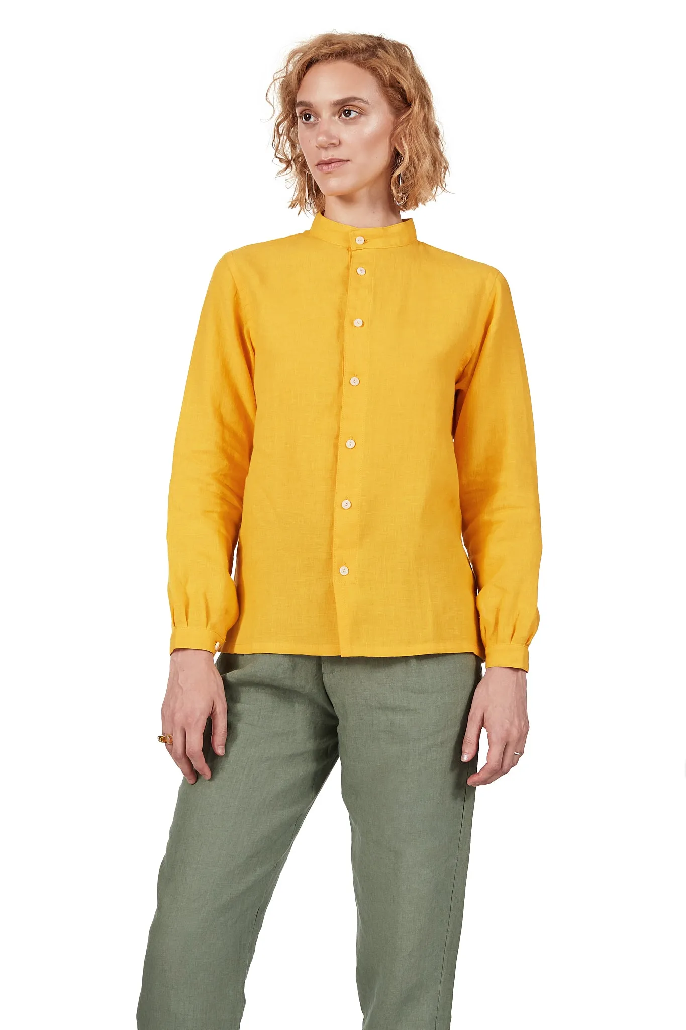 Classic Monk Shirt in Yolk Linen sold by Blluemade product image thumbnail 3